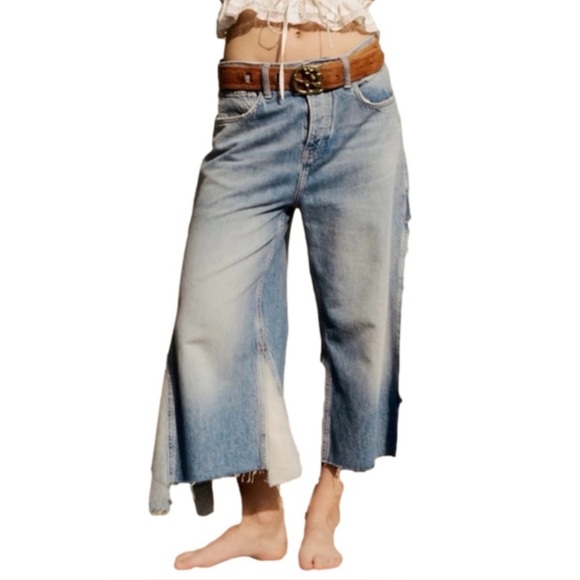 We The Free Denim - We The Free Ripple Wide Leg Crop Jeans Size 24